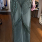 Olive Green Spaghetti Strap Square Neck Hand Beaded Sequin Mermaid Long Evening Prom Dress gh9786