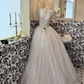Ivory Wedding Dress with Silver Sequin Decorations, Fairy Princess Full Skirt Romantic Gown, Bridal Gown gh7525