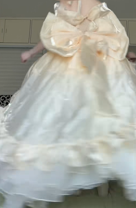 Light Gold Off‑Shoulder Ball Gown, Corset Bodice With 3D Bows, Multi‑Layer Ruffled Satin & Tulle Voluminous Skirt, Princess Formal Dress gh8937