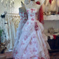 Robe de bal bandeau rouge et blanche à fleurs : décoration florale 3D, jupe à volants, robe rétro pour tea party gh6575
