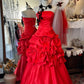 Rotes Retro-Kleid: Satin-Taille, ausgestellter Rock, hochwertiges Partykleid gh6577