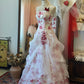 Robe de bal bandeau rouge et blanche à fleurs : décoration florale 3D, jupe à volants, robe rétro pour tea party gh6575