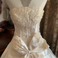 Ivory Strapless Waist-Cinched Voluminous Skirt Prom Dress, Evening Gown, Wedding Dress, Graduation Gown gh7254