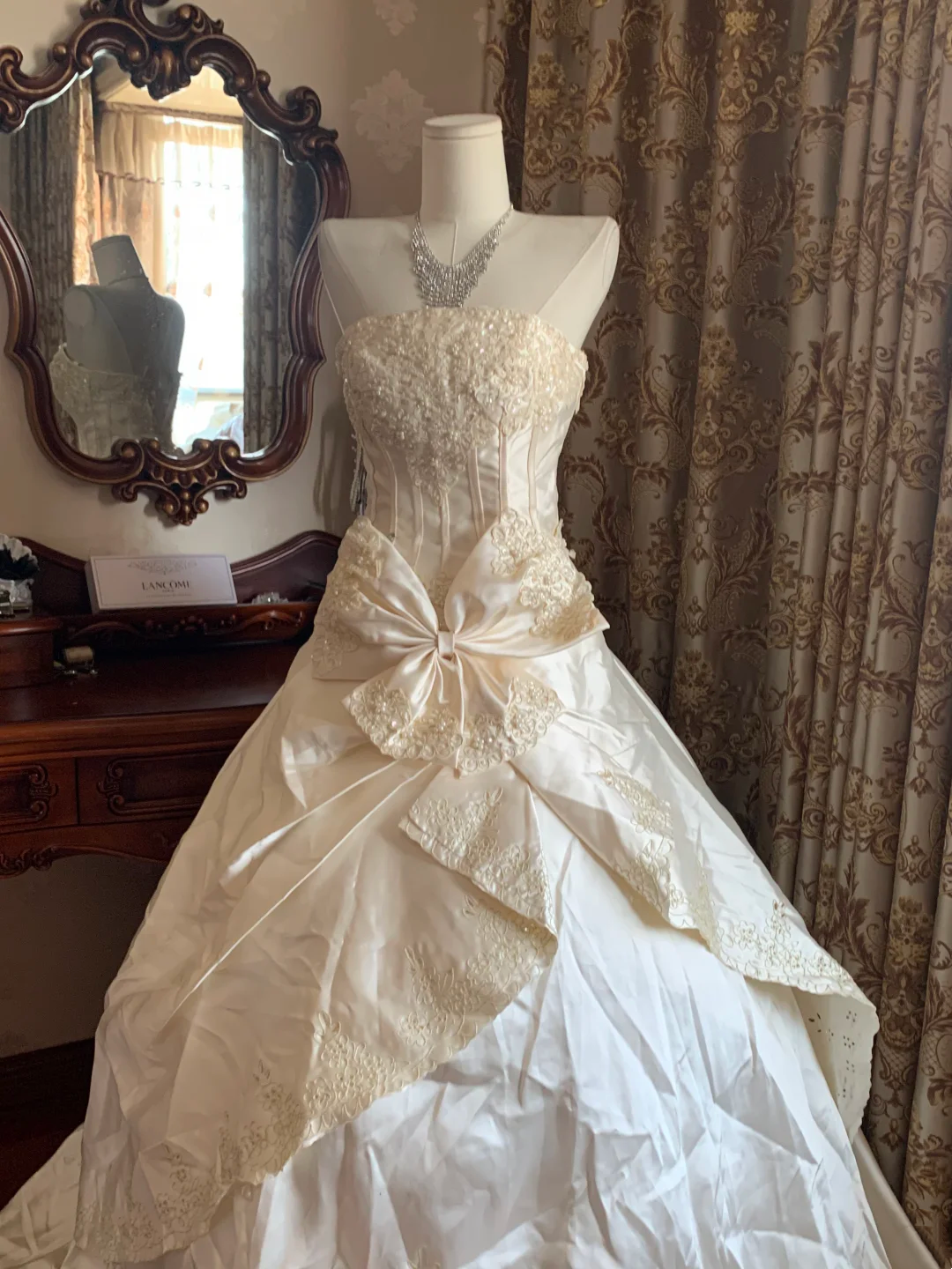 Ivory Strapless Waist-Cinched Voluminous Skirt Prom Dress, Evening Gown, Wedding Dress, Graduation Gown gh7254
