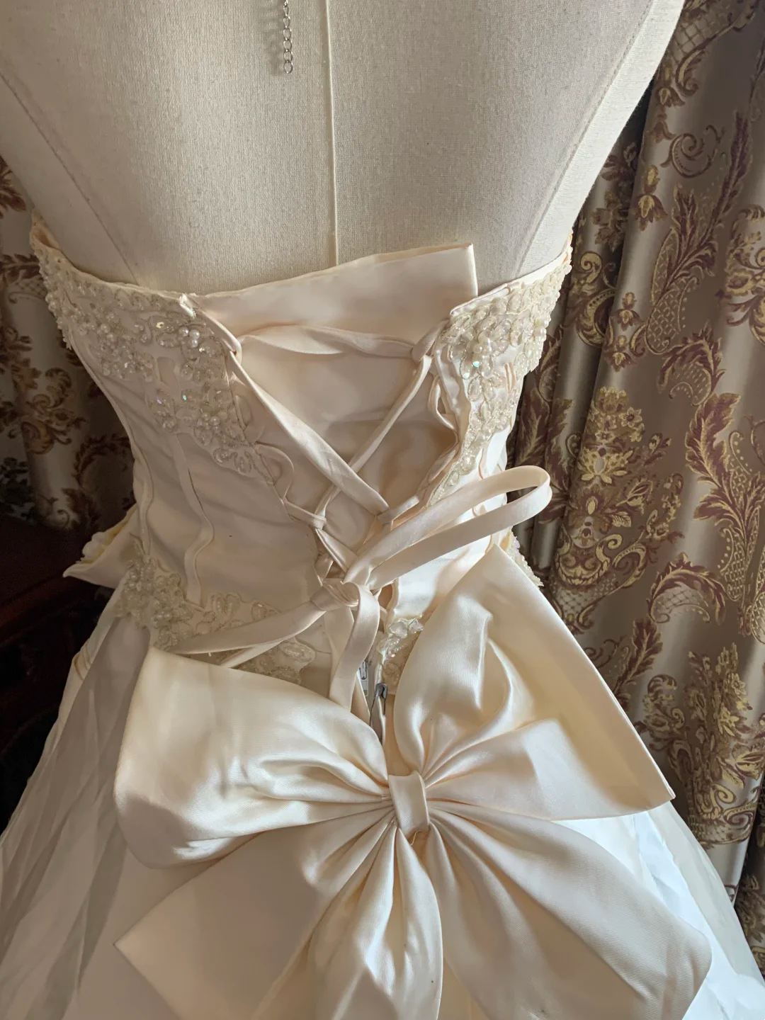 Ivory Strapless Waist-Cinched Voluminous Skirt Prom Dress, Evening Gown, Wedding Dress, Graduation Gown gh7254