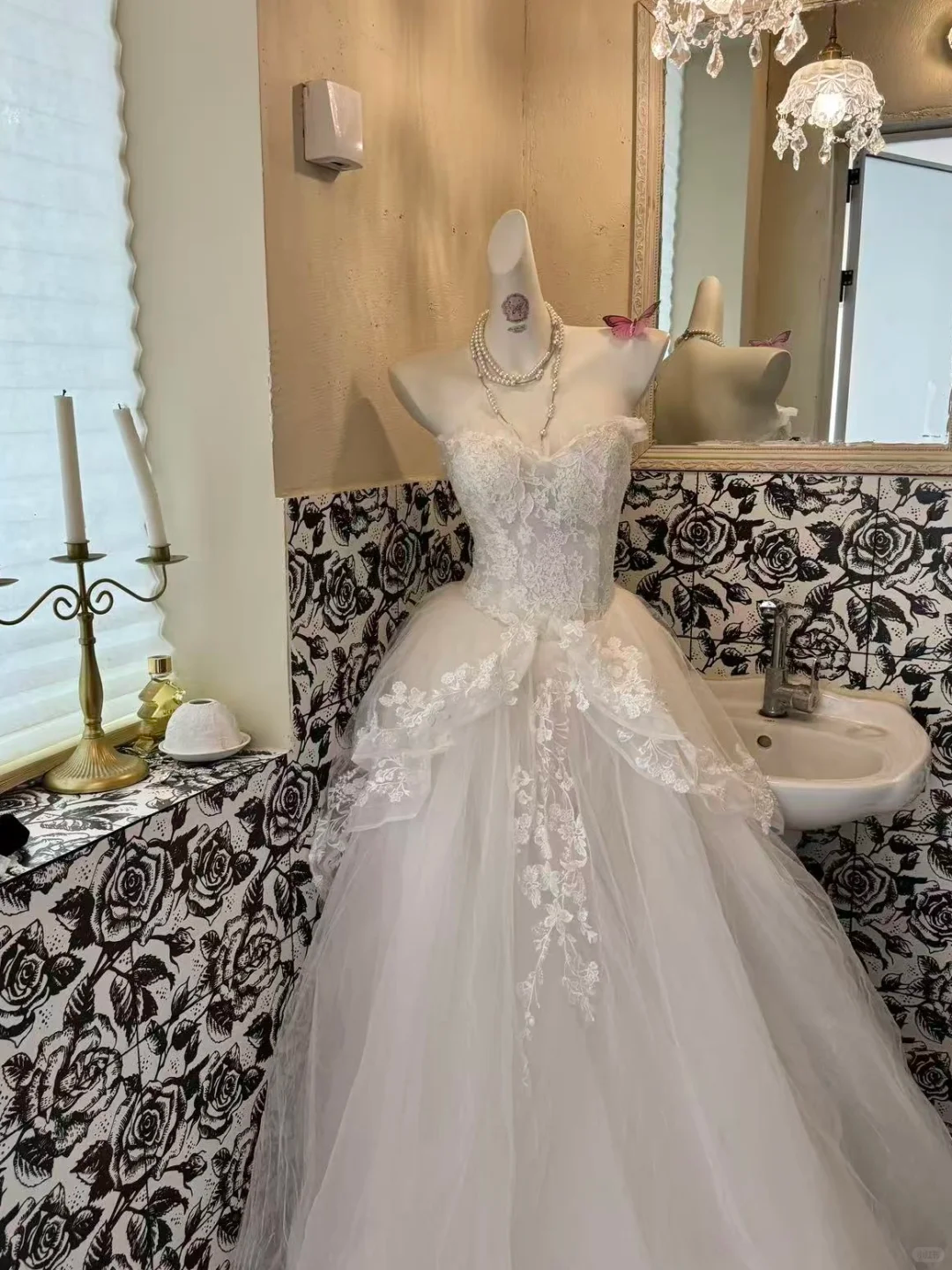 White Waist-Cinched Fitted Tulle Elegant Princess Vintage Romantic Dress, Wedding Gown gh7550