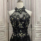 ✨Girlhomeshops - Robe de soirée longue en tulle à fleurs noires et strass gh4984