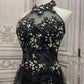 ✨Girlhomeshops - Robe de soirée longue en tulle à fleurs noires et strass gh4984