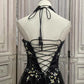 ✨Girlhomeshops - Robe de soirée longue en tulle à fleurs noires et strass gh4984