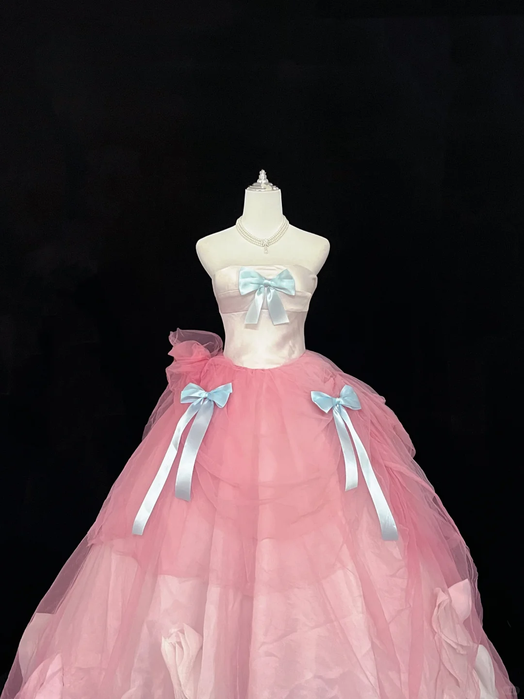 Blush Pink Satin Strapless Cinched Waist Peach Pink Voluminous Skirt Romantic Dress, Wedding Gown gh7934
