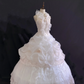 Blush Pink Halter Lace Trim Romantic Gown, Cinched Waist, Voluminous Princess Skirt, Wedding Dress & Bridal Gown gh8239