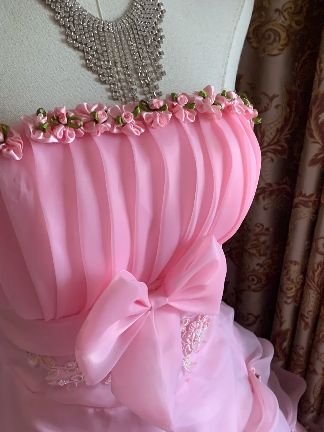 Light Pink Strapless Waist-Cinched Voluminous Skirt Prom Dress, Birthday Gown, Graduation Gown gh7255