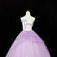 White Strapless Cinched Waist Lavender Voluminous Tulle Skirt Long Romantic Dress, Wedding Gown gh7849