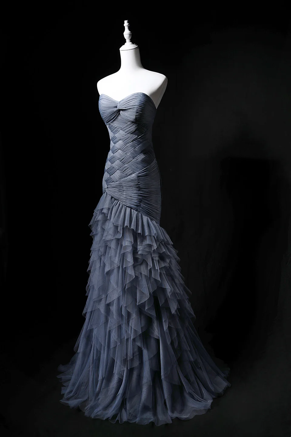 Strapless Unique Designed Neckline, Waist-Cinched Fitted Bodycon Sexy Mermaid Evening Dress, Fairy Gown, Romantic Gown gh7480