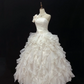 Off-White Strapless Elegant Romantic Gown, Cinched Waist, Fluffy Tiered Cake Skirt, Wedding Dress & Bridal Gown gh8194