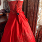 Red Strapless Waist-Cinched Vintage Elegant Prom Dress, Evening Ball Gown, Birthday Party Gown gh7284