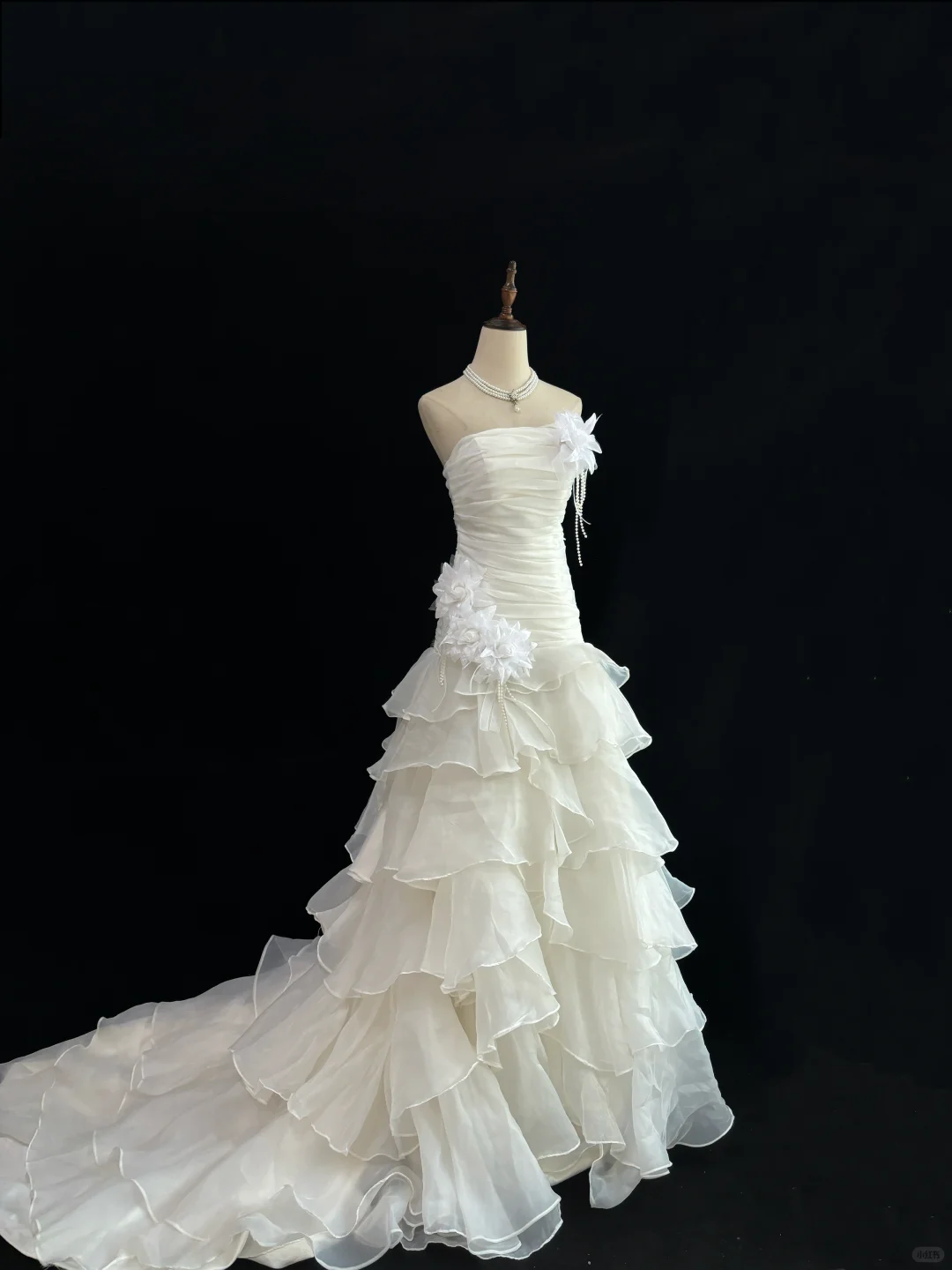 Off White Strapless Cinched Waist Slim Fit Pleated Long Elegant Romantic Dress, Wedding Gown gh8020