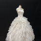 Off-White Strapless Elegant Romantic Gown, Cinched Waist, Fluffy Tiered Cake Skirt, Wedding Dress & Bridal Gown gh8194