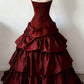 Elegantes, langes Vintage-Ballkleid in Weinrot gh7078