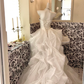 Long Romantic Ivory Strapless Wedding Gown with Cinched Waist & Fluffy Princess Skirt gh7719