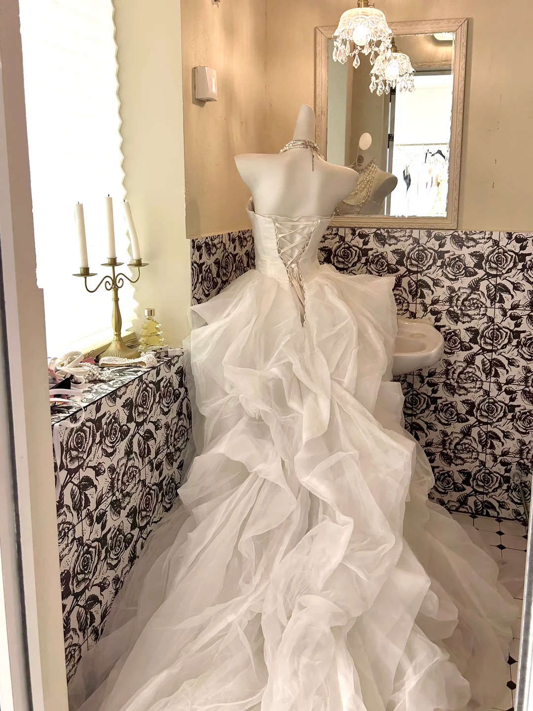 Long Romantic Ivory Strapless Wedding Gown with Cinched Waist & Fluffy Princess Skirt gh7719
