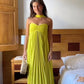 Robe de soirée longue en mousseline de soie, simple et élégante, avec haut tube et épaules dénudées, avec foulard, jaune et vert, gh3662
