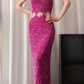 Fuchsia‑Sequin‑Gown Spaghetti‑Strap Square‑Neck Diamond‑Waist‑Cutout Bodycon‑Mermaid‑Maxi Back‑Slit All‑Over‑Sparkle‑Sequins Sexy‑Evening‑Prom‑Party‑Dress gh8834