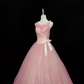 Blush Pink Sleeveless Cinched Waist Voluminous Full Swing Skirt Long Romantic Dress, Wedding Gown gh8021