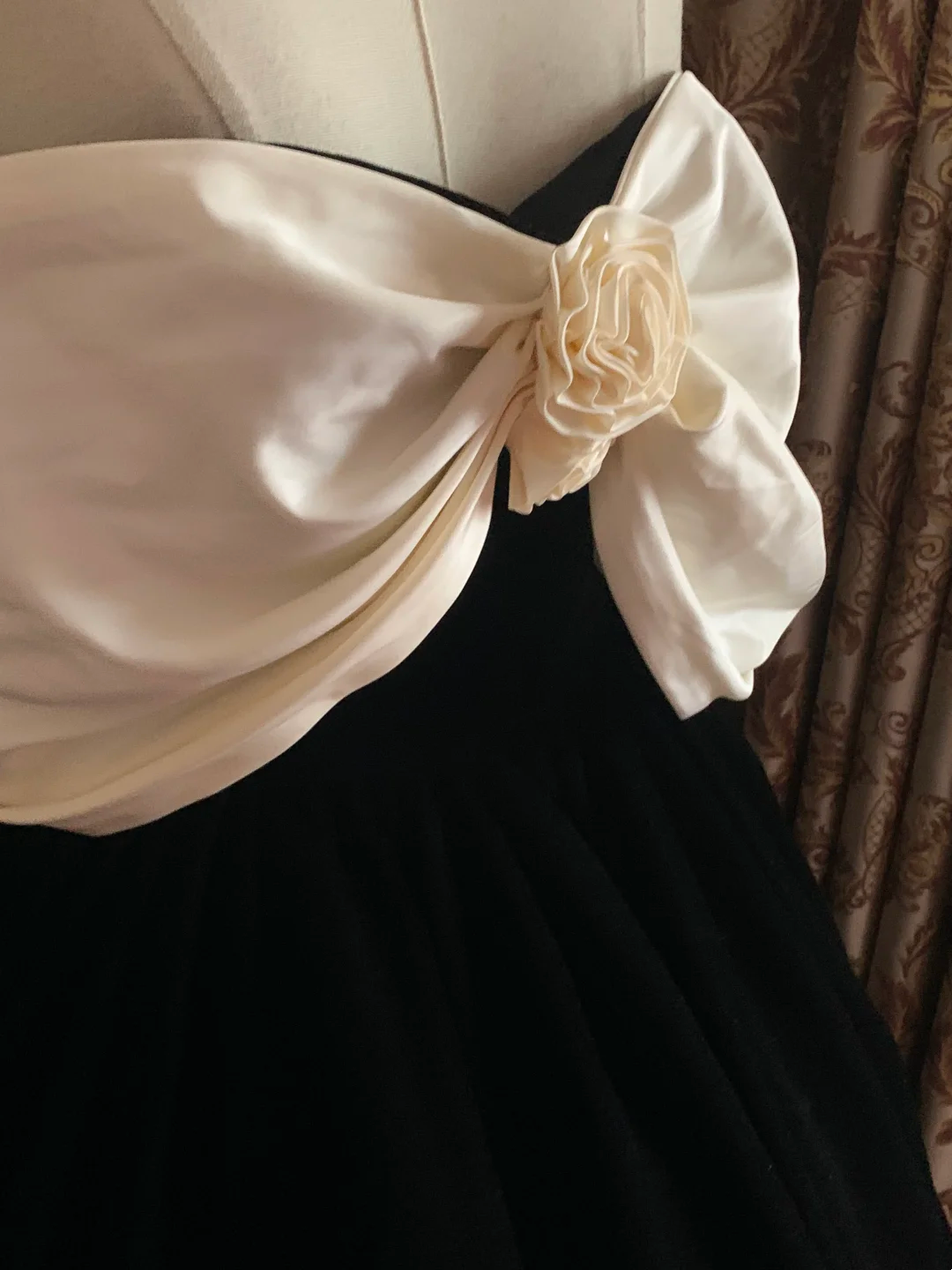 Black Off-the-Shoulder Waist-Cinched A-Line Voluminous Skirt Prom Dress, Evening Gown, Graduation Gown gh7256