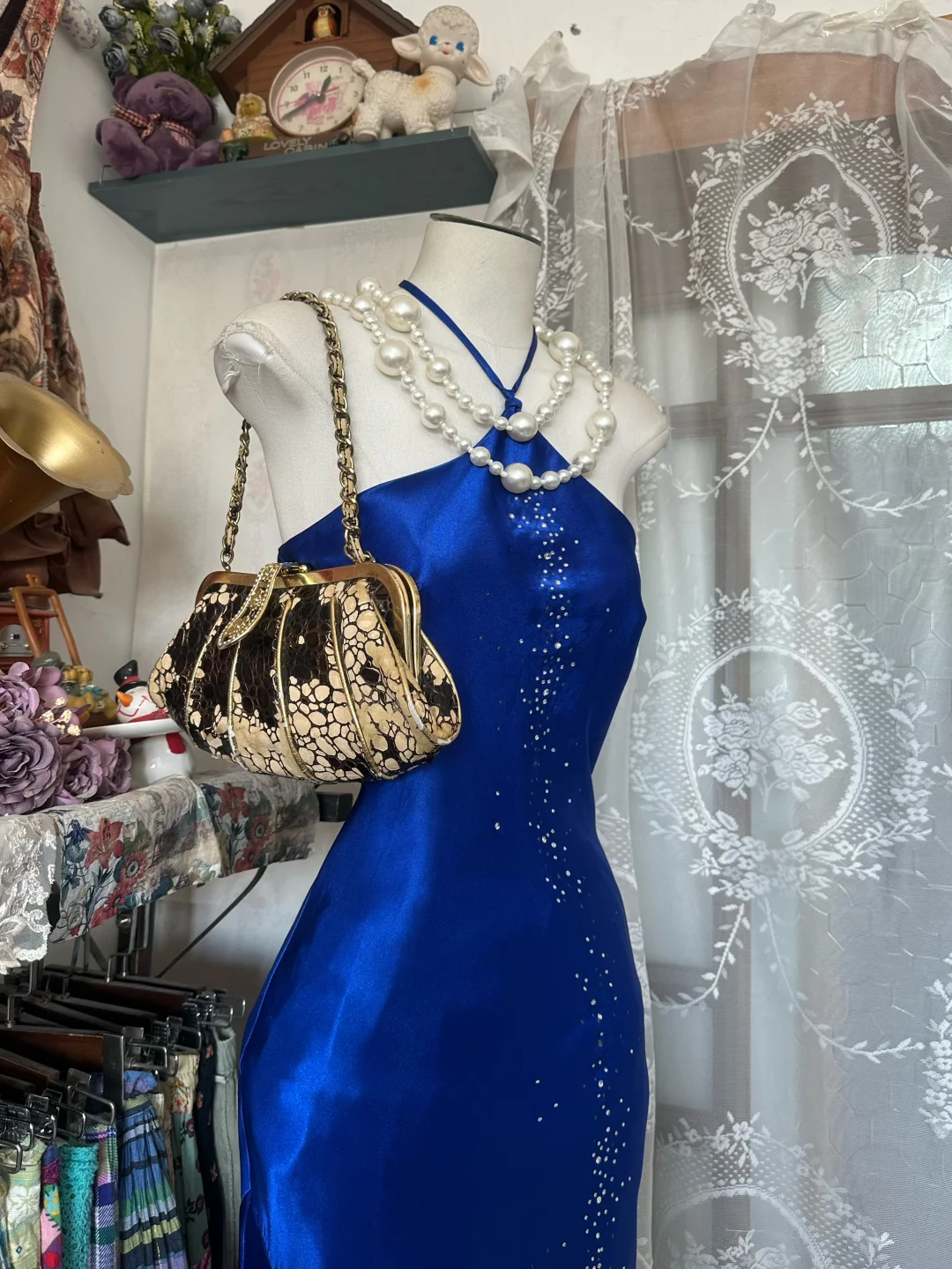 Royal Blue Halter Slim Bodycon Mermaid Hem Formal Long Evening Prom Dress gh7212