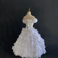 Off-White Off Shoulder Romantic Gown, Cinched Waist, Voluminous Tiered Skirt, Wedding Gown gh8110