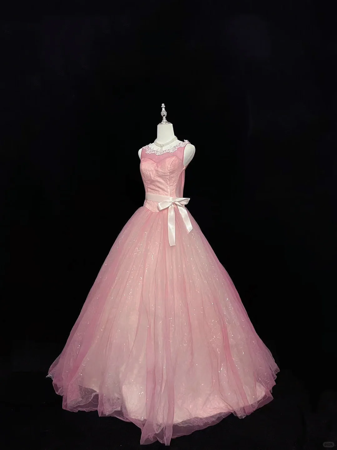 Blush Pink Sleeveless Cinched Waist Voluminous Full Swing Skirt Long Romantic Dress, Wedding Gown gh8021