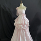 Blush pink spaghetti strap long romantic gown with fitted waist and fluffy skirt, wedding dress & bridal gown gh8240