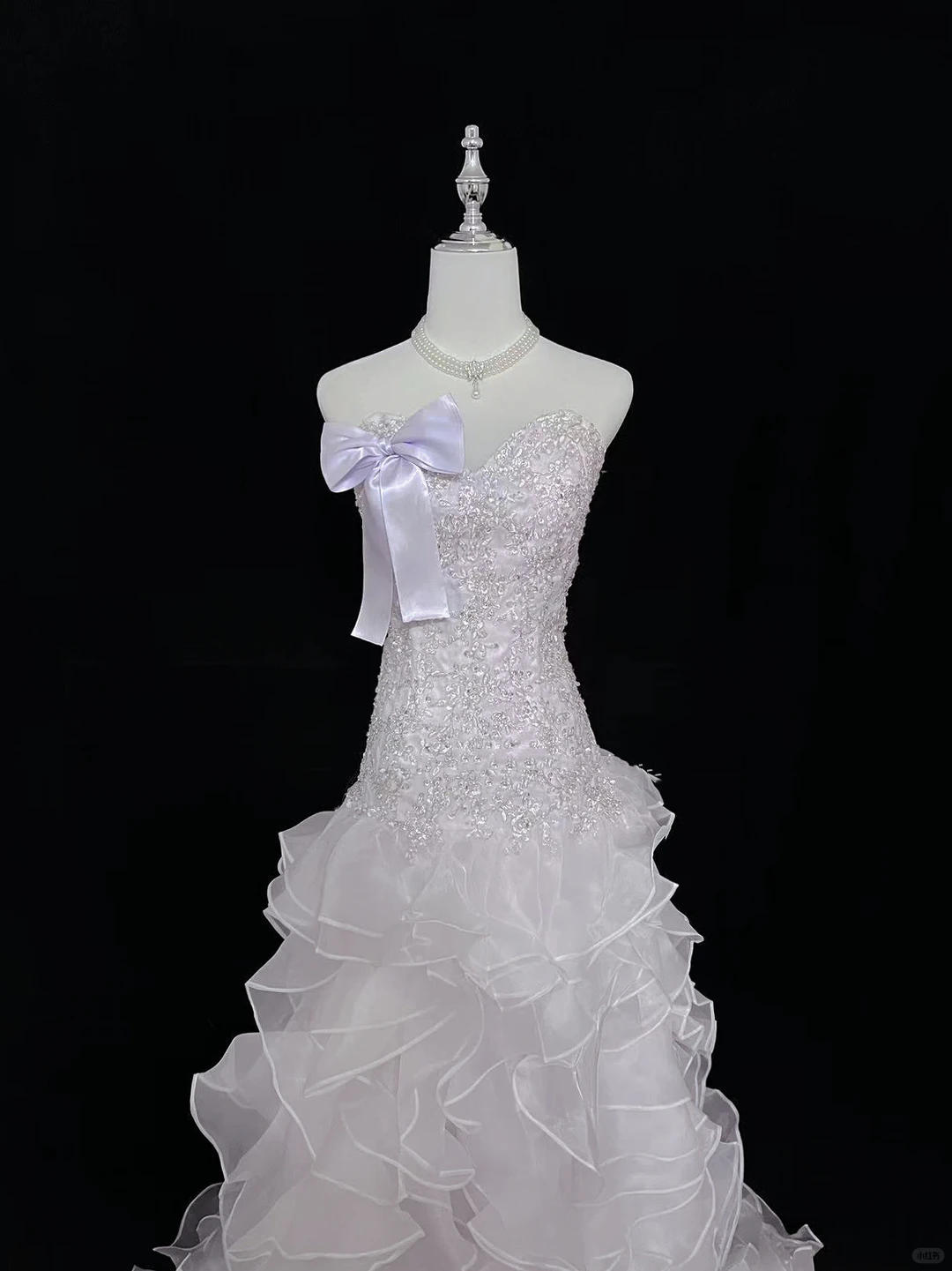 Lavender Strapless Cinched Waist Rhinestone Fitted Sexy Long Elegant Romantic Dress, Wedding Gown gh7975