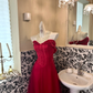 Red Strapless Waist-Cinched Boned Slimming Sexy Long Romantic Dress, Wedding Gown gh7767