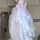 Lavender‑Blue Ombre Off‑Shoulder High‑Low Evening Gown, Lace Corset 3D Floral Tulle Prom Dress gh9052