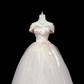 Blush Pink Off-the-Shoulder Cinched Waist Voluminous Princess Skirt Long Romantic Dress, Wedding Gown gh7887