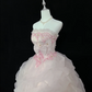 Blush Pink Strapless Embroidered Vintage Cinched Waist Voluminous Princess Skirt Romantic Dress, Wedding Gown gh8072