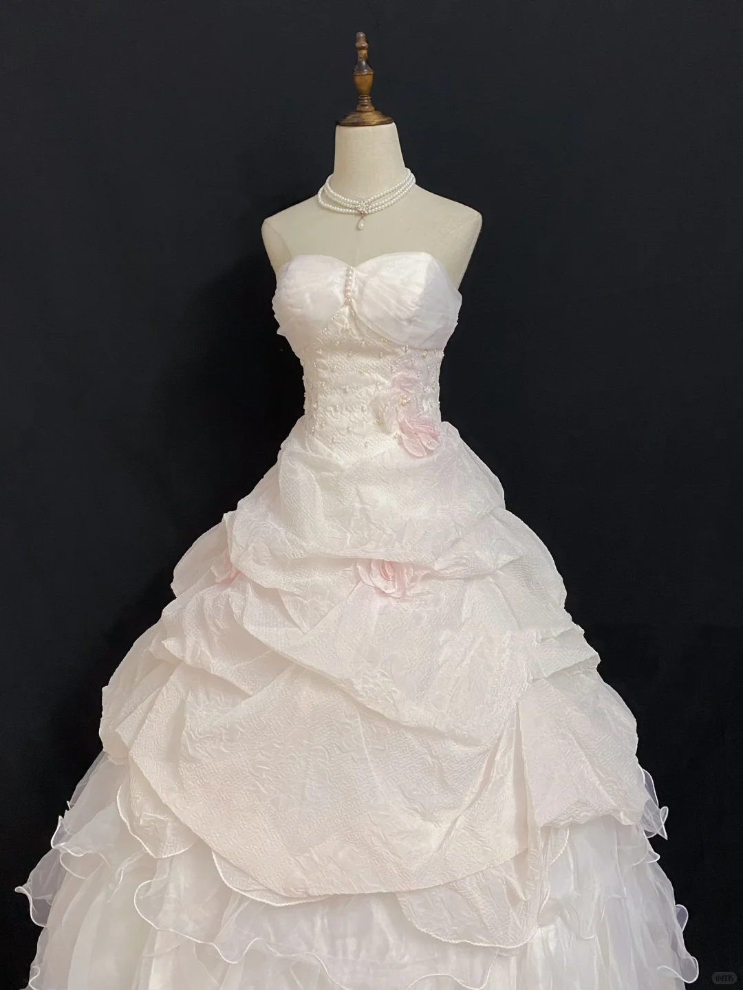 Blush Pink Strapless Romantic Gown with Cinched Waist and Voluminous Princess Skirt, Wedding Dress & Bridal Gown gh8287