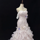 Blush Pink Strapless, Cinched Waist, Slim Fit Hip Hugging Sexy Pleated Long Tiered Skirt Romantic Dress, Wedding Gown gh8022