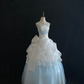 Light Blue & White Strapless Cinched Waist Voluminous Princess Skirt Long Romantic Dress, Wedding Gown gh7850