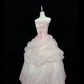 Blush Pink Strapless Embroidered Vintage Cinched Waist Voluminous Princess Skirt Romantic Dress, Wedding Gown gh8072