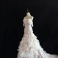 Blush Pink Strapless, Cinched Waist, Slim Fit Hip Hugging Sexy Pleated Long Tiered Skirt Romantic Dress, Wedding Gown gh8022
