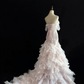 Blush Pink Strapless, Cinched Waist, Slim Fit Hip Hugging Sexy Pleated Long Tiered Skirt Romantic Dress, Wedding Gown gh8022
