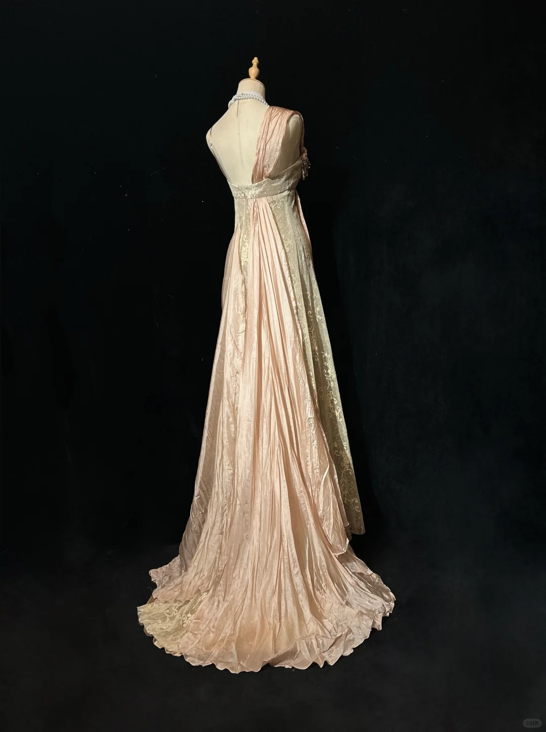 ✨Girlhomeshops-Nude Pink One Shoulder Draped Satin Gown Lace 3D Floral gh10141