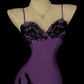Purple‑Black Vintage Mermaid Evening Gown, Spaghetti Strap V‑Neck, Black Lace Appliqués, Fitted Waist, Tiered Ruffled Lace Mermaid Skirt, Gothic Retro Prom Party Dress gh8884