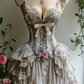 Graues Ballkleid im Lolita-Retro-Stil mit 3D-Blumenmuster aus Spitze – ideal für Teepartys und Cosplay (gh6552)