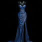 Galaxie-schimmerndes, blau glitzerndes Meerjungfrauenkleid im Regenbogen-Stil – Abendkleid und Kleid für den roten Teppich im Sternenlicht-Stil gh6570