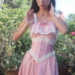 Pink Sweet Stylish Elegant Mid Length Exquisite Lace Satin Homecoming Dress Prom Dress Evening Dress Wedding Guest Party Dress Graduation Dress gh4071
