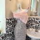 Silver Spaghetti Strap Waist-Cinched Fitted Sexy Sequin Romantic Dress, Wedding Gown gh7611